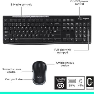 Logitech Black Wireless Keyboard and Mouse Combo